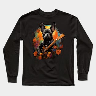 French Bulldog Playing Guitar Long Sleeve T-Shirt